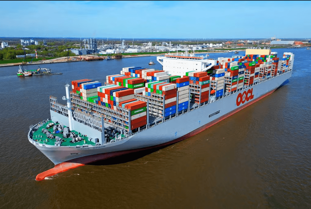 OOCL SPAIN container ship underway, file photograph