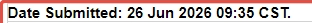 The SI submission is recorded at 09:35 the following morning.